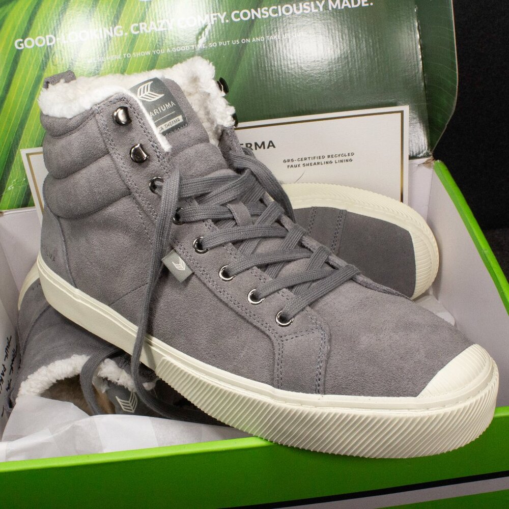 Cariuma OCA High Therma Gray Vegan Suede Boots w/ Box, Men's Size 12.5 Women 14
